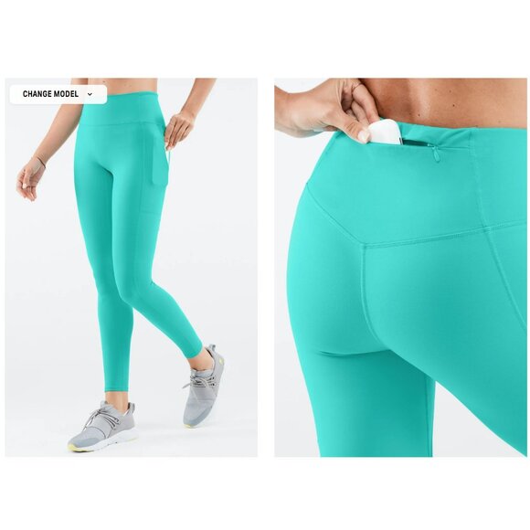 NWT Fabletics Trinity High Waisted Pocket Leggings - Small / 27 - Aqua Oasis - Picture 1 of 4